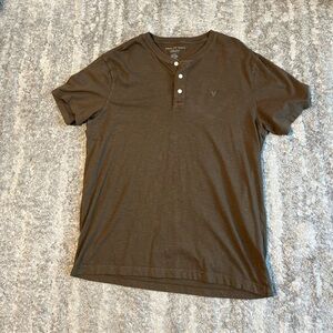 American Eagle Outfitters Men's Dark Brown Henley Tee